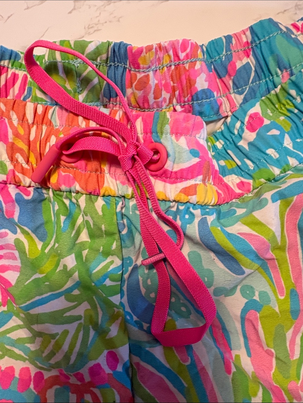 Lilly Pulitzer Luxletic Tropical Print Shorts — Pink & Green - Picture 3 of 8